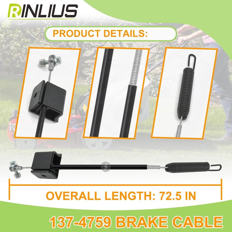 Rinlius Lawn Mower Brake Cable 137-4759 for Toro TurfMaster/Exmark S-Series 30" Walk-Behind Lawn Mowers fits ECS180CKA30000 22207 22210 22215 22225 22235 Models Lawn Mowers - Image 2